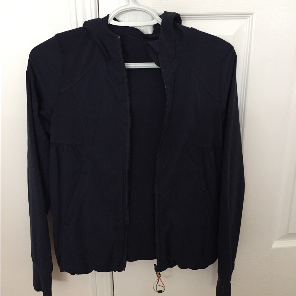 Navy blue reversible athletic jacket
